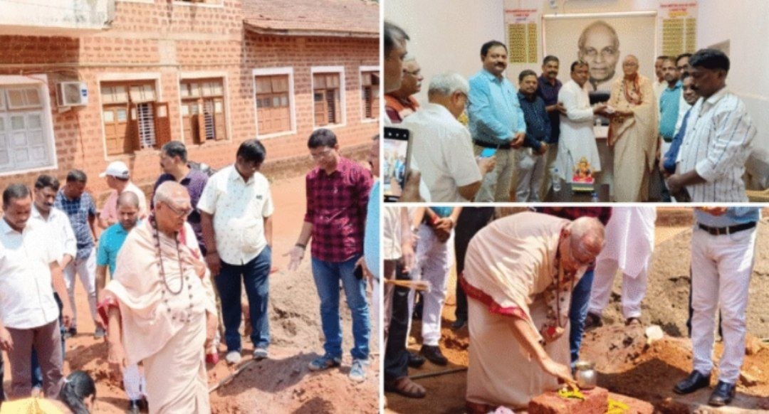 खारेपाटण हायस्कूल व ज्युनियर कॉलेजच्या बहुद्देशीय सभागृहाचे रामेश्वरम मंदिर ट्रस्टी स्वामी राधाकृष्ण यांच्या शुभ हस्ते भूमिपूजन