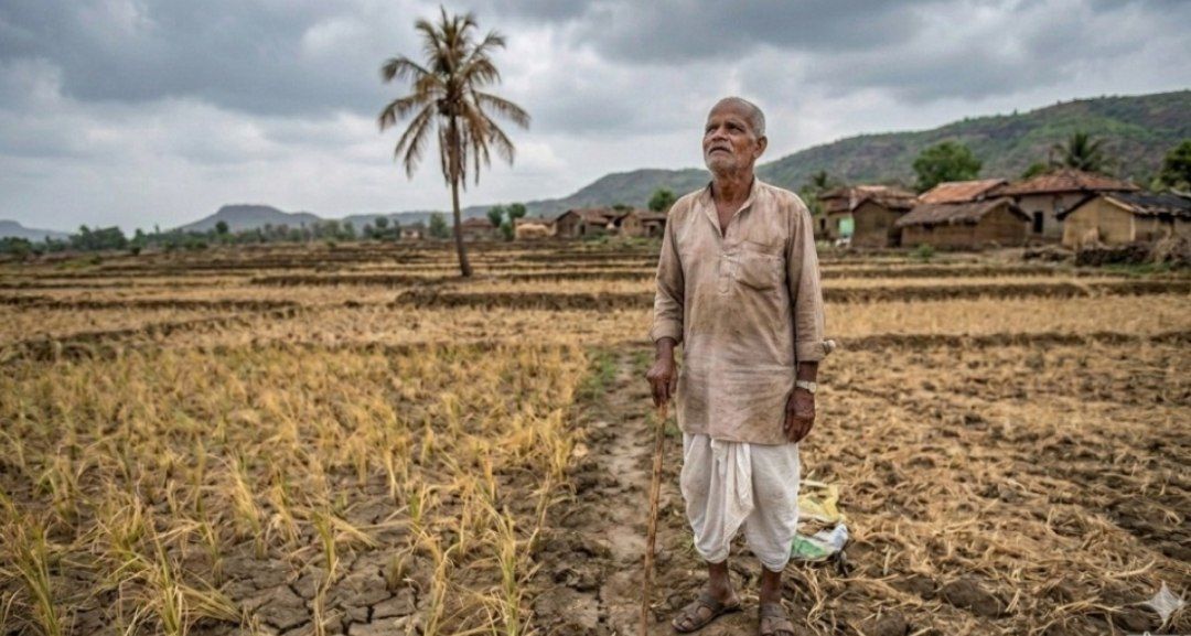 बळीराजाचे डोळे आभाळाकडे; पावसाअभावी भात पिकांवर संकट
