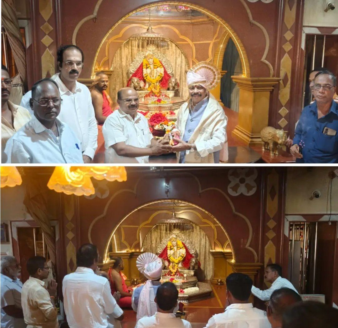 वाढदिवसानिमित्त नगराध्यक्ष संदेश पारकर यांनी घेतले भालचंद्र महाराजांचे दर्शन